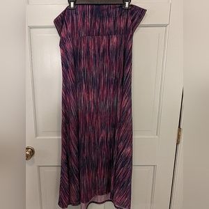 Maxi LuLaRoe skirt with dark purple, pink , blue and black color design